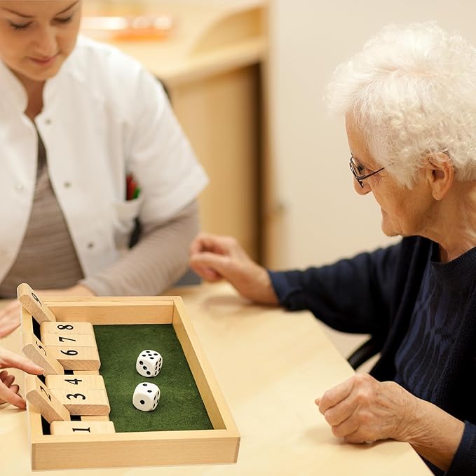 Alzheimers Products for Elderly, 9 Numbers Memory Games for Dementia Patients Seniors, Wooden Shut The Box Dementia Products for Elderly, Fidget Sensory Busy Board Gadgets Gifts Activities