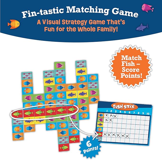 Peaceable Kingdom Award Winning Fish Stix The Kids' Board Game Where Every Fish Counts 2-4 Players Ages 6+