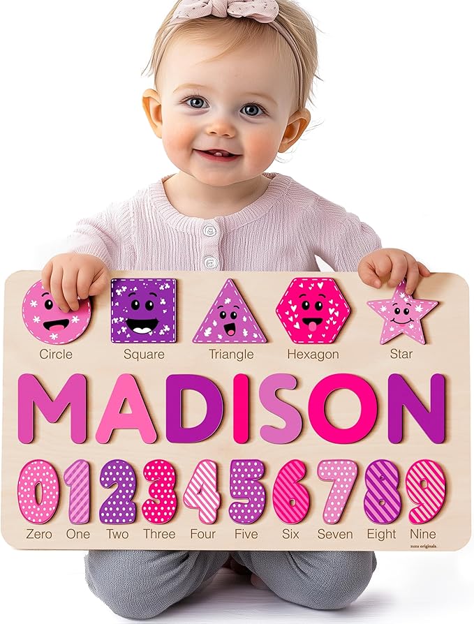 Gift for 1 Year Old Girl Boy, Kid Gift, Personalized Puzzles for Toddlers 1-3, Alphabet Puzzle Wooden Puzzles for Toddlers 1 2 3 4 Year Old, Preschoool Learning Jigsaw Puzzle, Educational Wooden Toys
