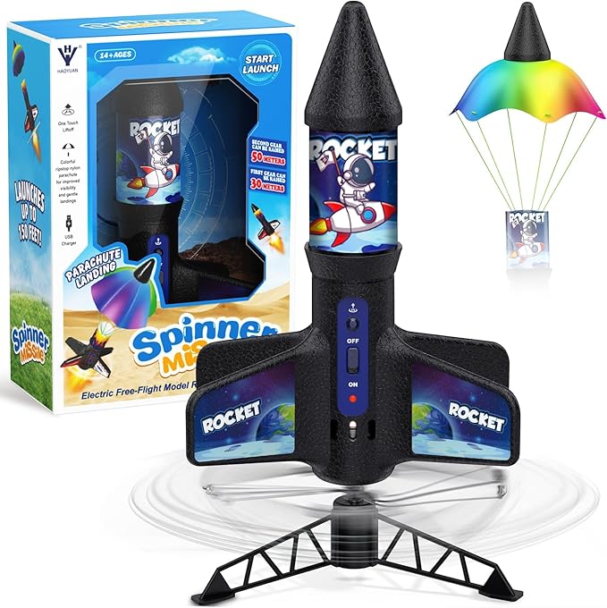 Rocket Launcher Toy for Kids,Self Launching Motorized Air Rocket with Parachute Launch Up to 200 Ft Model Toys Gifts for Boys Kids Ages 6 7 8 9 10 11 12 Astronaut