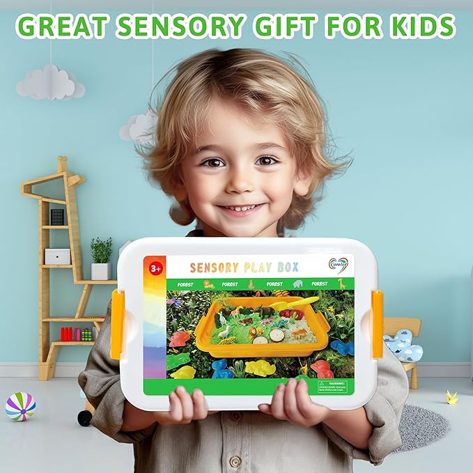 Jungle Sensory bin,Safari Animal Figures Playset Toys,Wild Forest Sandbox,Desert Animals Play Sand Set with Sensory Sand,Zoo Animal Figurines,Jungle Adventure Play Kit for Kids 3 4 5 6 7