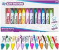 Tub Works® Smooth™ Bath Crayons Bath Toy, 12 Pack | Nontoxic, Washable Bath Crayons for Toddlers & Kids | Unique Formula Draws Smoothly & Vividly on Wet & Dry Tub Walls | Hexagon Grip Bathtub Crayons