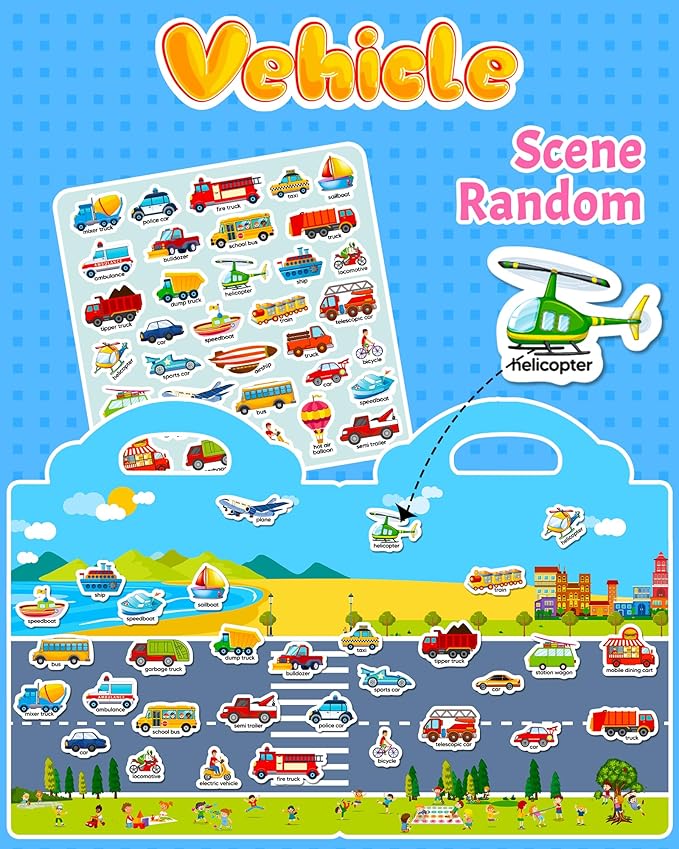 Reusable Sticker Book for Toddlers 2-4 Years, Stickers for Kids, Toddler Craft Activities, Toddler Travel Toys Ages 2+ Boy Girl Birthday Gifts