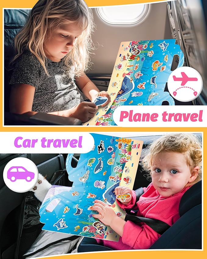 Reusable Sticker Book for Toddlers 2-4 Years, Stickers for Kids, Toddler Craft Activities, Toddler Travel Toys Ages 2+ Boy Girl Birthday Gifts