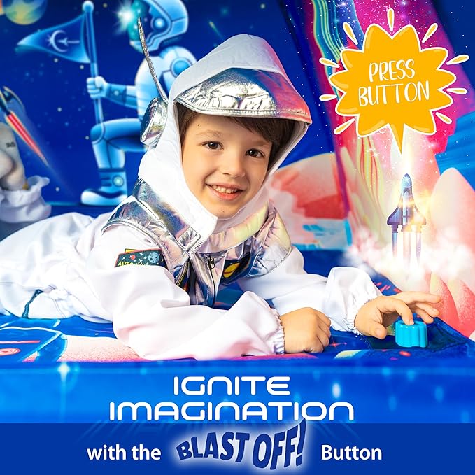 W&O Space Super Dome with Blast Off Button, Space Projector and LED Lights - Ultimate Rocket Play Tent for Kids Aged 3-12 - Perfect for Indoor & Outdoor Adventures