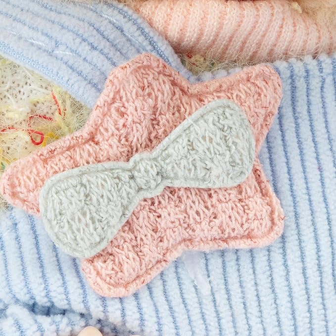 17cm Design Clothes for Labubu - Kawaii Chic Style Set for 17cm Dolls, Cute Doll Outfit with Accessories - Colorful T-Shirt + Star Light Blue Romper + Oatmeal Hat (Clothes Only)