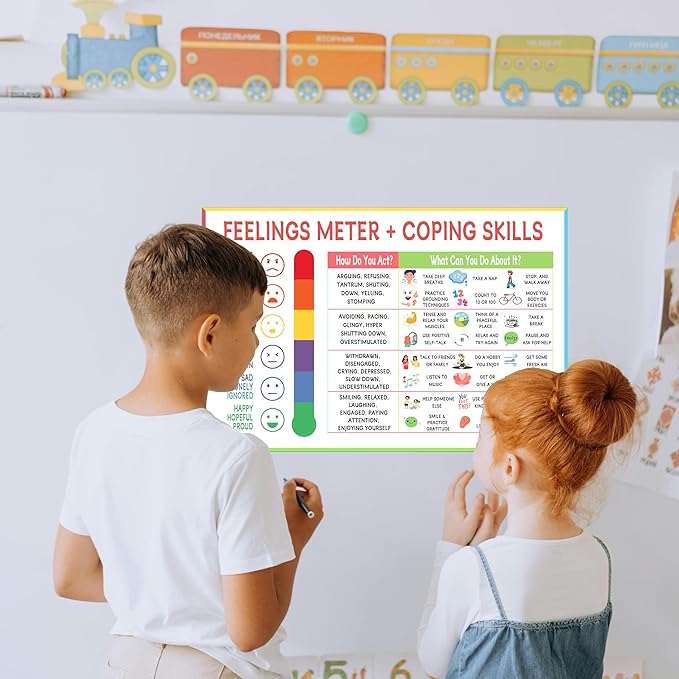 6 Zone of Self-Regulation Bulletin Board Set Feeling Chart for Kids - Calm Down Corner Toolkit with Feeling Wheel Poster, Emotions Chart & Growth Mindset Activities (8x12 Inch, Classroom Decor Essentials)