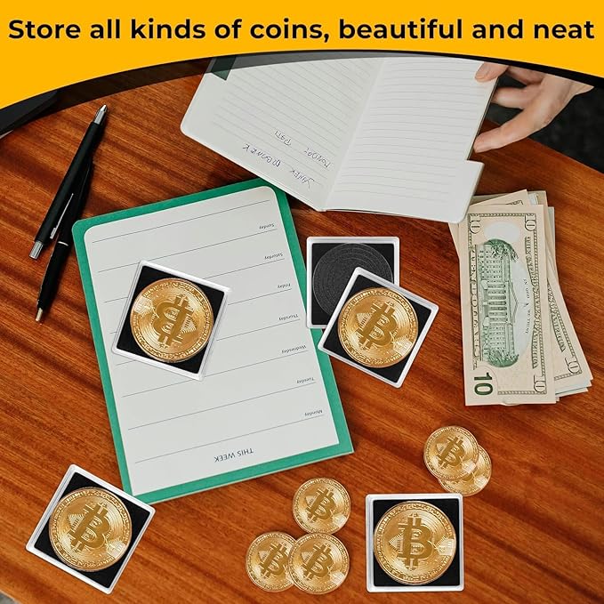 120 Pcs Adjustable Acrylic Coin Collection Cases with Sponges, Coin Snap Holder, Silver Dollar Protection Cases for Collectors, Coin Dollar Collection Supplies(20mm-40mm)