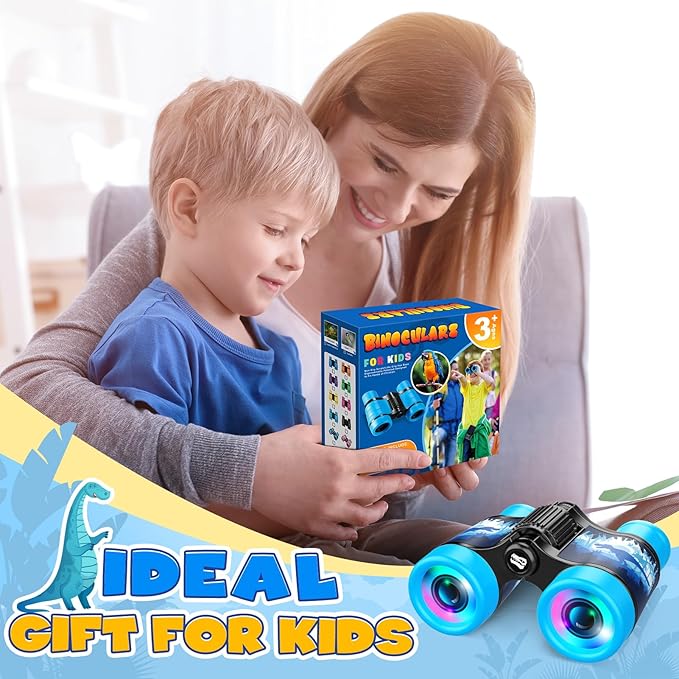 Dinosaur Binoculars Toys for Kids 3 4 5 6 7 8Year Old Boys Girls Christmas Birthday Gifts for Boy Grandkids Ages 3-5 4-6 Toddlers Blue Dino Binoculars Toys Bird Watching Outdoor Camping Telescope Toy