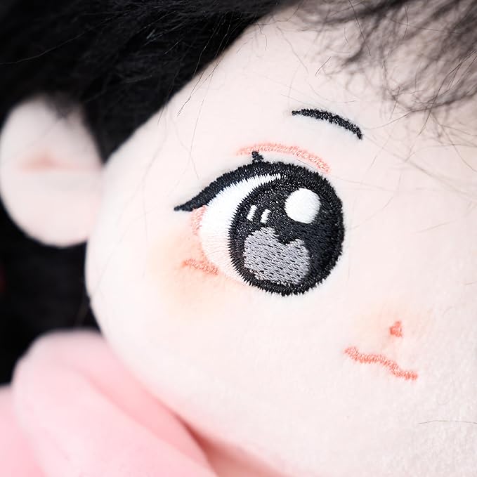 CALEMBOU Plush Doll, 20cm Cute Cotton Doll with Skeleton, Anime Plushies Soft Stuffed Dress Up Dolls, Kawaii Plush Toys Gift Come with Clothes (Doll&Clothes-Doufu-B)