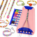 Rdfmy Friendship Bracelet Making Kit for Girls, Arts and Crafts Bracelets String Maker Kit for Kids Ages 8-12 Christmas Birthday Gifts Pink with Blue