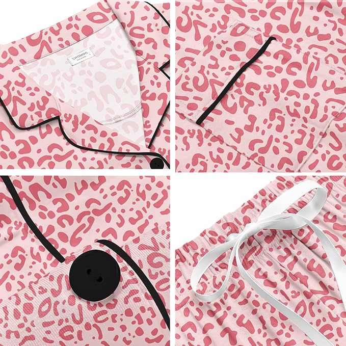 SWOMOG Womens Button Down Pajamas Set Short Sleeve Sleepwear Bride Soft Pj Lounge Sets XS-3XL
