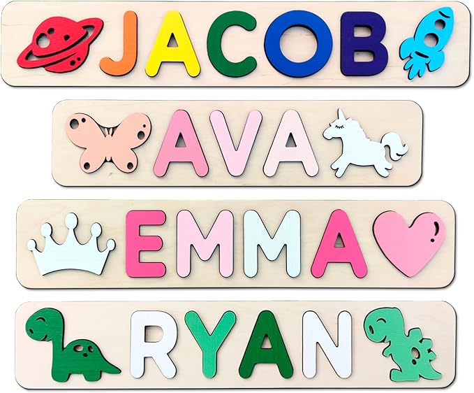 Personalized Wooden Name Puzzle Baby Name Puzzle Customized Educational Toys for Toddler Sensory Toys 1st Birthday Girl Custom Gifts for Kids Personalized Baby
