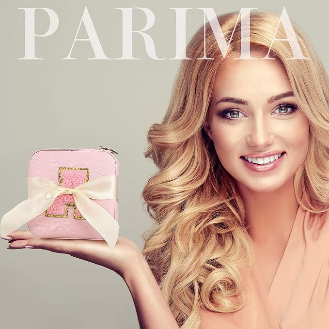 Parima Back to School Jewelry Case, School Supplies for Teen Girls Jewelry Box | High School Travel Accessories for Girls | School Travel Essentials Small Jewelry Box - Letter N, Pink
