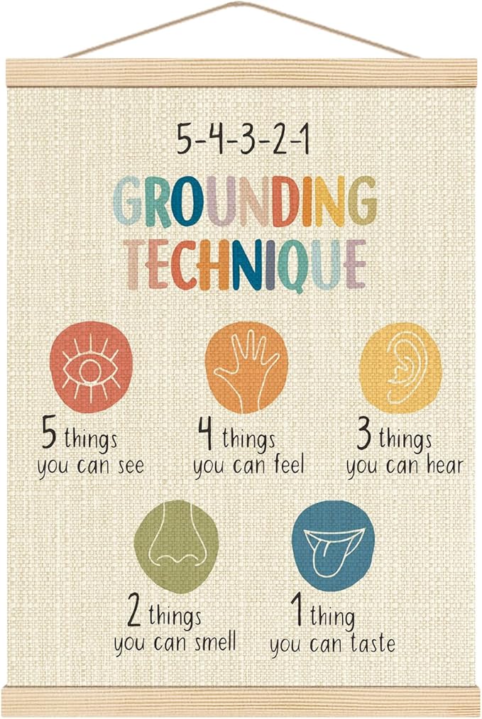 Boat Wades Mental Health Coping Skills Poster Hanger Frame, Grounding Technique Hanging Wall Banner Decor for Classroom Therapy Office School Counselor Office Calming Corner, 12x16 Inch