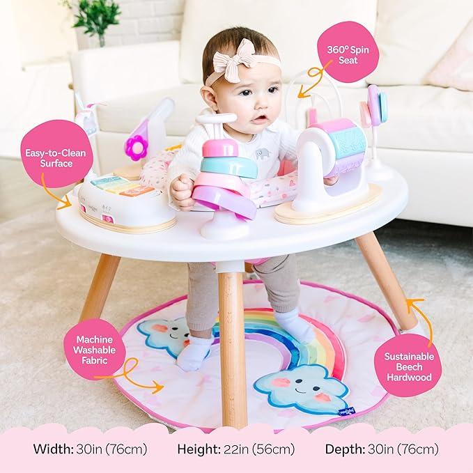 Move2Play 4-in-1 Baby Activity Center | Montessori-Inspired Design | 8 Interactive Toys | Tummy Time, Exersaucer & Toddler Table | Shower Gift | Essential | Must Have for 3, 6, 12 Month Old