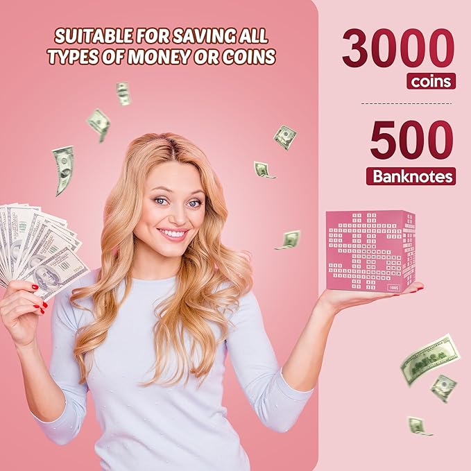 Primo Lines Piggy Bank for Adults Must Break to Open, with Savings Counter & Goal Tracker, Unbreakable Stainless Steel Money Box for 10K Challenge $3000 $5000, Kakeibo (4.72 Inch)