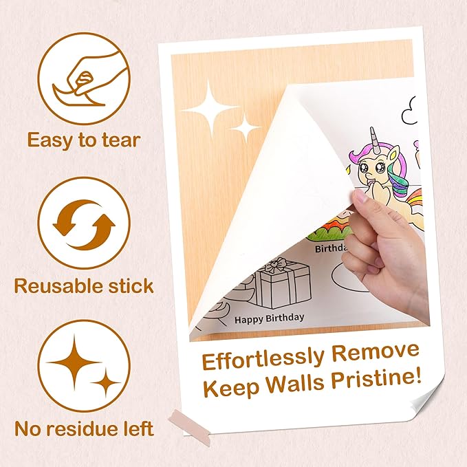 YPLUS Children Drawing Roll, Coloring Paper Roll for Kids, 120 x 11.8 Inch Sticky DIY Painting Drawing Paper Rolls for Toddler, Kids' Gift, Party Activities, Wall Coloring Paper Stickers - Unicorn