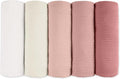 Muslin Receiving Blankets, Neutral Blanket Swaddling for Newborn Boys and Girls, 5 Pack Breathable and Skin-Friendly Swaddle Wrap for Infant Baby (Sweet Colors)