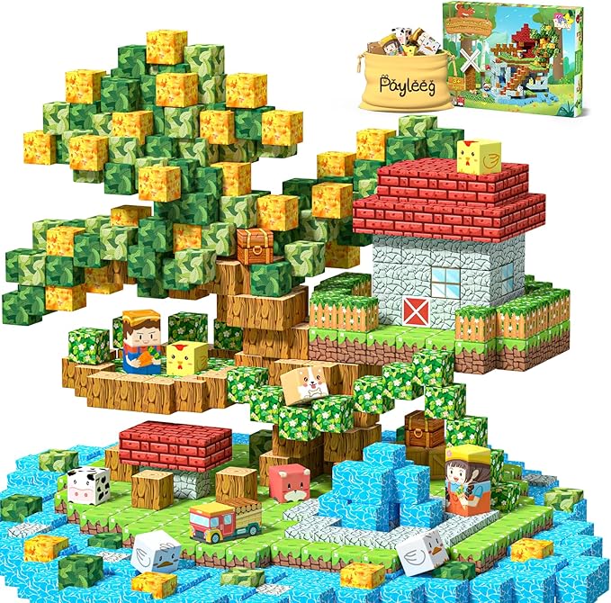 Magnetic Blocks, Forest Animals Magnet World Set, Magnetic Building Cubes for Boys Girls Age 4-8, 5-7, 8-12, STEM Montessori Sensory Toys for 3+ Toddlers, Travel Outdoor Toy Gifts for Kids