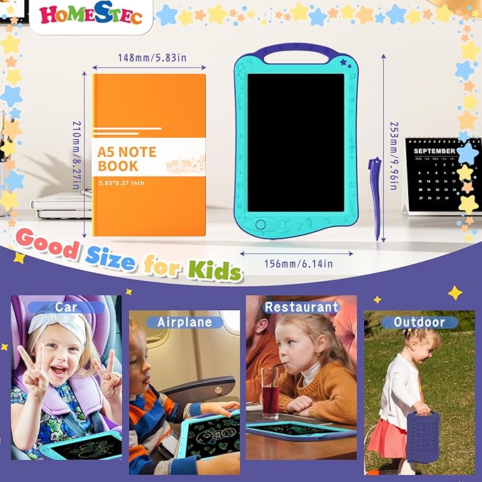 HOMESTEC Astrodraw Drawing Pad Toys, Colorful LCD Writing Tablet for Kids, Doodle Board for Toddlers 3 4 5 6 Years Old, Travel Sensory Space Toy for Boys Girls, Birthday Gift Idea,2pc