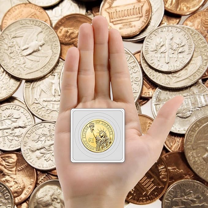 80 Pcs Coin Holders for Collectors, Clear Coin Cases with 5-Size Sponge Gaskets 20/25/30/35/40mm, Plastic Coin Slabs and Coin Protectors for Silver Dollar Collectors Collection Supplies, White