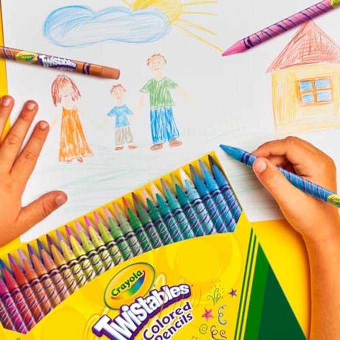 Crayola Twistables Colored Pencil Set (50ct), Stocking Stuffer for Kids & Teens, No Sharpen Colored Pencils For Kids Coloring Books, Drawing & Sketching, 4+