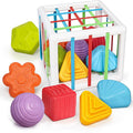 LiKee Montessori Toys for 1+ Years Old, Shape Sorter Baby Toys for Girls Boys Birthday, Colorful 1 2 3 Year Infant Toddler Toy, Learning & Fine Motor Skills 18+ Months (Cube)