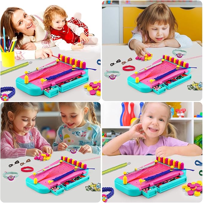 MEUNEAR Friendship Bracelet Kit Bracelet Making Kit DIY Craft Kits for Girls Kids Christmas Birthday Gifts Friendship Bracelet String with Weaving Board 10 Colors Thread Beads and Stickers