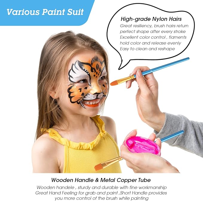 Fainne 68 Pcs Face Paint Stencils Kit, 48 Reusable Facial Painting Stencils with 10 Stickers 10 Painting Brushes Plastic Tattoo Templates for Halloween Party Makeup DIY Drawing Art (Animal Style)