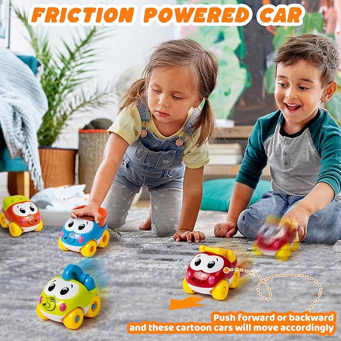 Marstone Toddler Toys for 1 2 Year Old Boys and Girls Gifts: Educational Elephant Slide with 4 Animal Car Toys for Baby 12-18 Months, First for Kids, Learning Push Truck Tracks Age 1-2