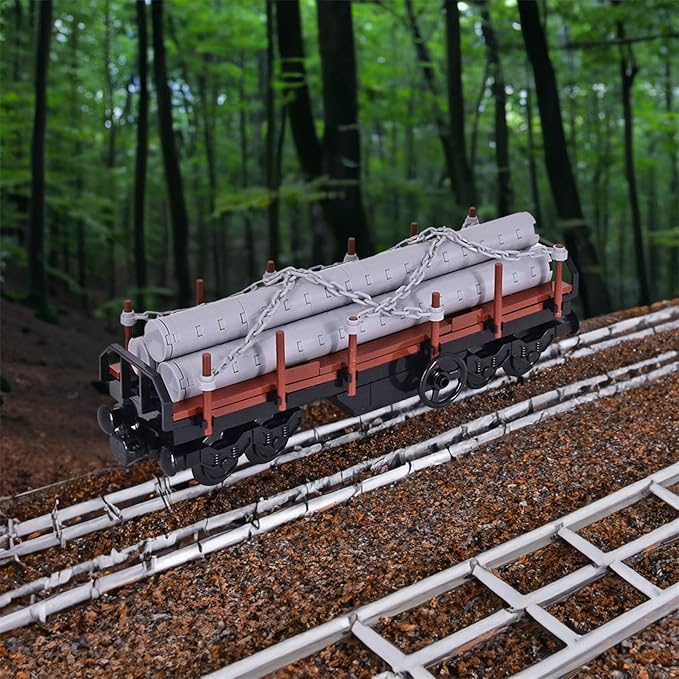 6IN1 City Freight Train Car Building Set, DIY Cargo Train Toys for Teens and Adults, Compatible with Lego 630 Building Accessory, M8001