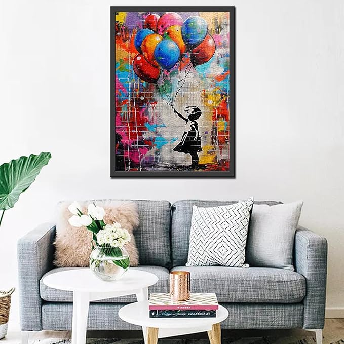 Tucocoo Colorful Balloon Jigsaw Puzzle 1000 Pieces Puzzles for Adults, Banksy Girl Street Pop Art Jigsaw Puzzles for Challenging Family Activity Games 27 x 20 inch DIY Puzzle for Home Decor Gifts