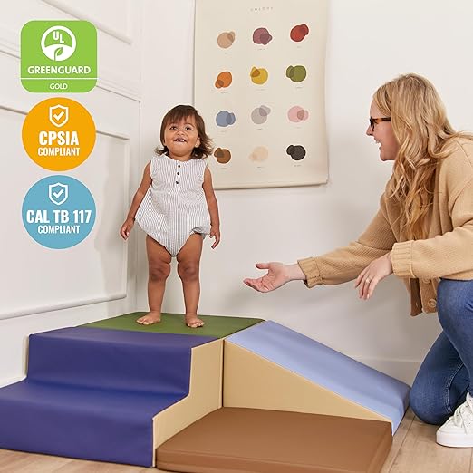 ECR4Kids SoftZone Little Me Corner Climber, Toddler Playset, Earthtone