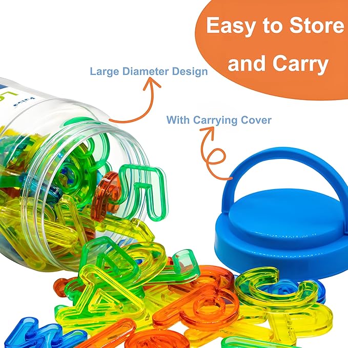 Light Table Toys 66 Pcs Translucent Capital and Lowercase Letters and Numbers,Light Table Manipulatives and Accessories for Kids
