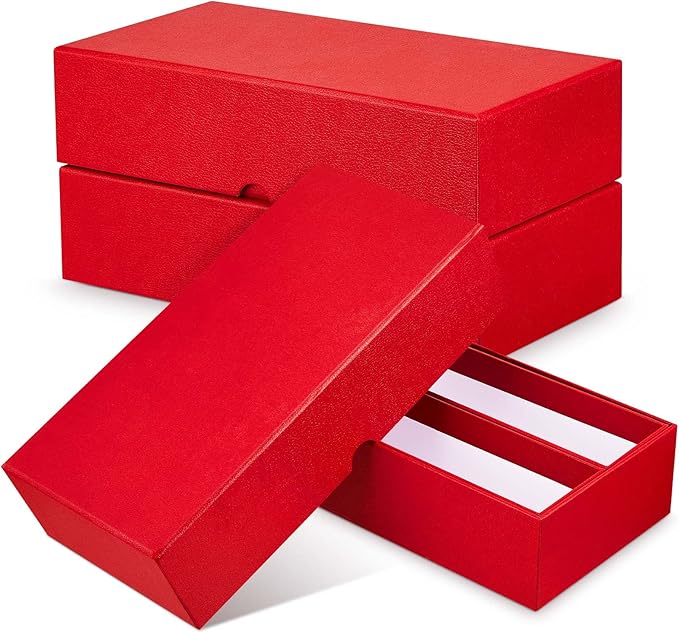 Henoyso 3 Pcs Double Row Coin Box Holders for Collectors Storage Supplies Collecting Coin Cases, 9 x 2 x 2 Inch About Half Box Cases (Red)