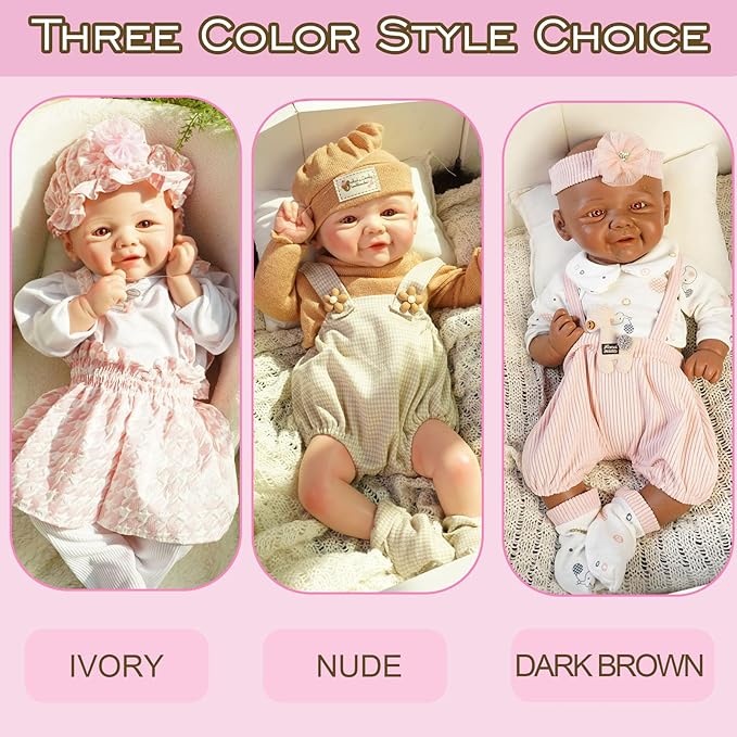 Full Silicone Baby Dolls,16.65 in Silicone Realistic Newborn Baby Doll, Non Vinyl 1:1 Lifelike Reborn Sleeping Dolls (Bella-Ivory)