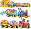 Oriate Rolling Magnet Train Set for Magnetic Tiles, 5pcs Magnet Tiles Toy Train for Road Magnetic Tiles, Free Wheel Animal Vehicles for City Magnetic, Kids Christmas Town Magnetic Tile Accessory