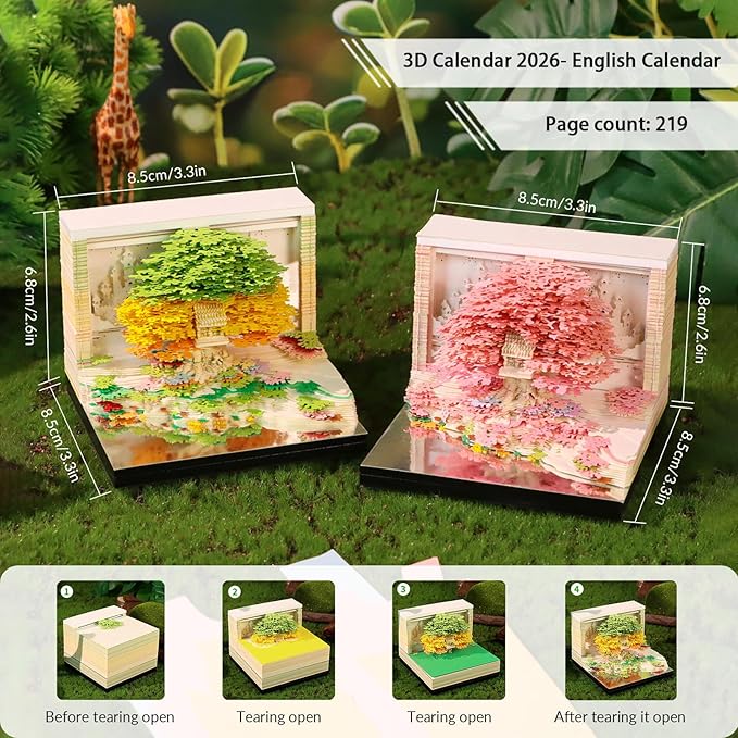 3d Calendar 2026,The Combination Of Paper Carved Lights And Artistic Creativity,Flower Sea Treehouse 3d Calendar,Suitable For Note Taking,Decorative Ornaments,Holiday Gifts
