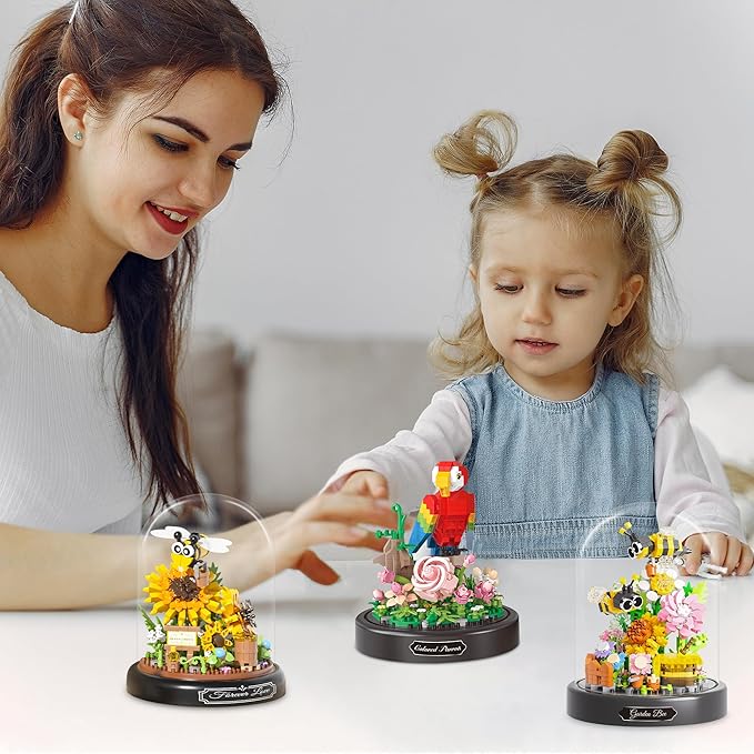 588 PCS Micro Brick Flower Bee Building Sets, Mini Blocks Animals Botanical Collection Blocks Model for Adult Toys, Home Decor and Office Art Creative Gift, for Teens Ages 6+ Kids
