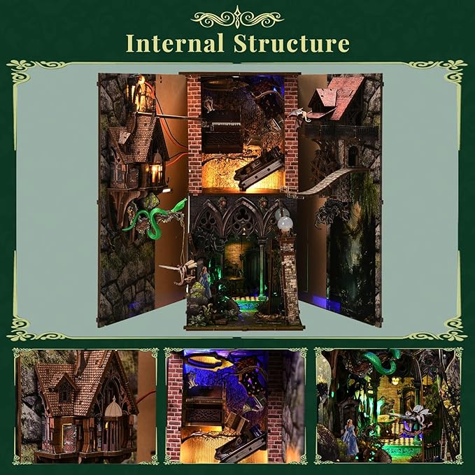 DIY Book Nook Kit, DIY Miniature Dollhouse with Lights for Adults and Teens (Down The Rabbit-Hole Alice in Wonderland)