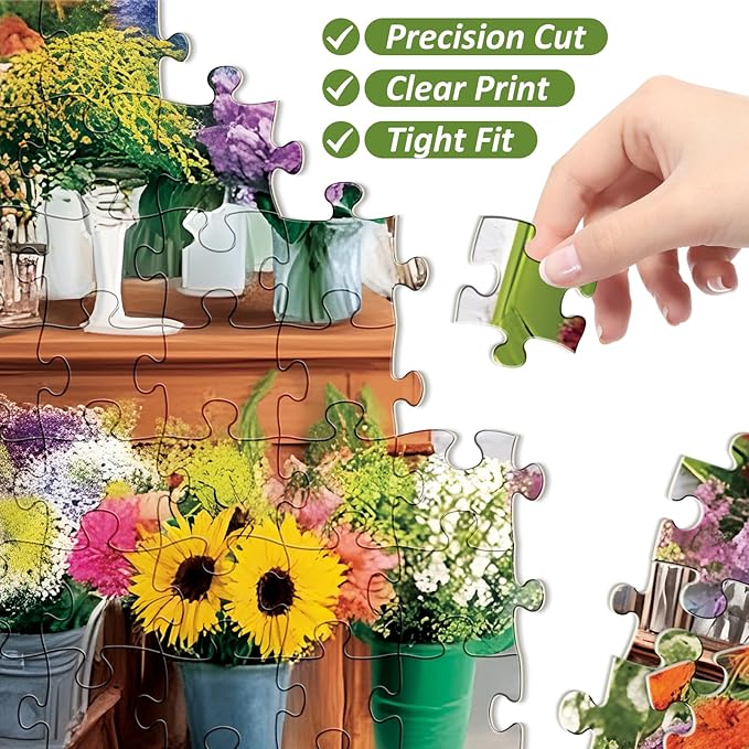 300 Piece Puzzles for Adult,All Seasons Flower Shop 300 Piece Jigsaw Puzzle,Colorful Botanical Puzzle for Kids Teen Adults,Interlock Perfectly Letter on Back,Puzzle for Family Game Nights,20.5 x 15 in