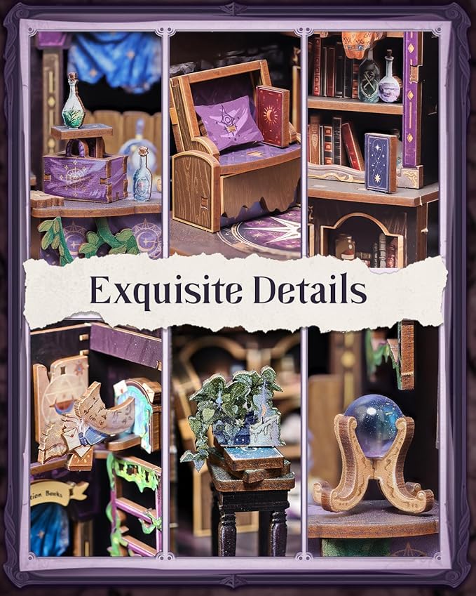 Cutefun Book Nook Kit - DIY Miniature Dollhouse Booknook Kit for Adults and Teens, Tiny House Bookshelf Insert Decor with LED Light, Gifts for Family and Friends (The Astrology Bookshop)