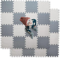 16 Tiles Foam Play Mat for Baby, Soft & Safe EVA Foam Mats for Floor, Square Baby Play Mat, Solid Colored Kids Foam Puzzle Floor Mat, 47x47 Play Mat for Playpen(Whit/Gray)