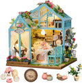 Miniature House Kit Floral Reverie, DIY Tiny House with Furniture & LED Lights, Miniature Dollhouse Kit for Adults & Teens, Creative Decoration Gift for Family Friends
