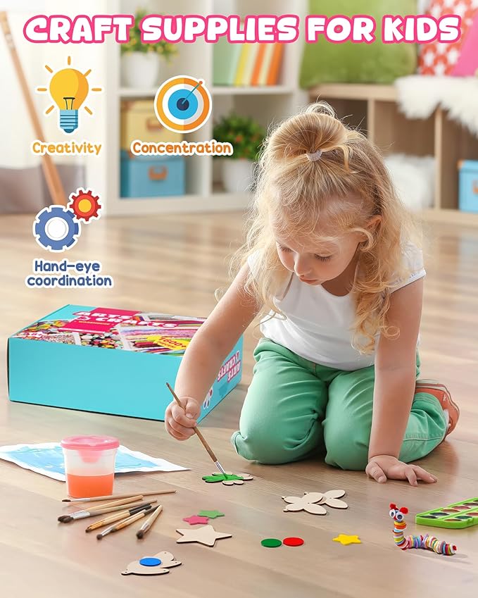 Wowood Arts and Crafts Kit for Kids - Over 1600 Pieces of DIY Craft Supplies! Creative Hobby Fun Activity Toys & Perfect Gifts for Girls and Boys Ages 8-12 to Spark Imagination and Joy(PA001)