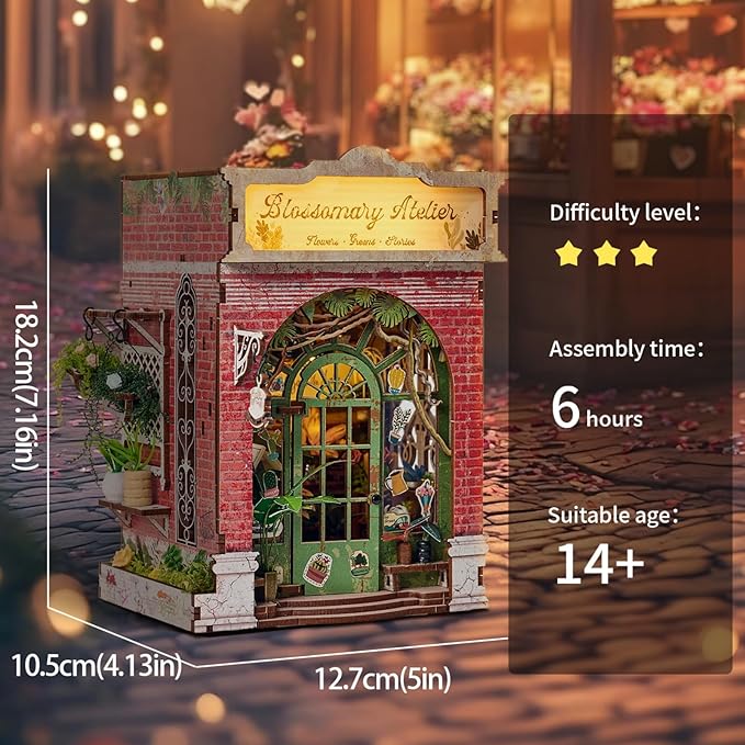 Book Nook Kit，DIY Miniature Dollhouse Kit for Adults and Teens，3D Wooden Tiny House for Family and Friends，Bookshelf Decor in Halloween/Christmas (DH-HYXZ-Red)