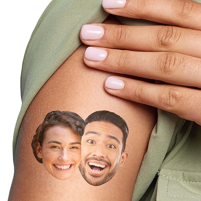 Big Dot of Happiness 2 Fun Face Personalized Temporary Tattoos - Wedding Party Favors - Bachelorette Party Ideas - Custom Photo Temporary Tattoos - Set of 12