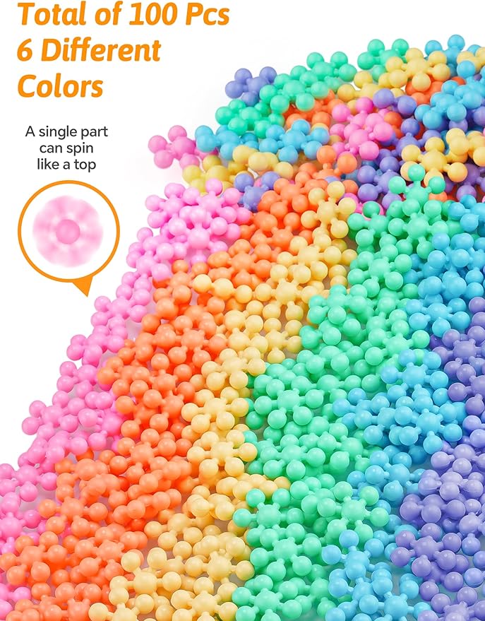 100PCS Interlocking Snowflake Building Block Toy for Kids Ages 3+ (Macaron Colors)