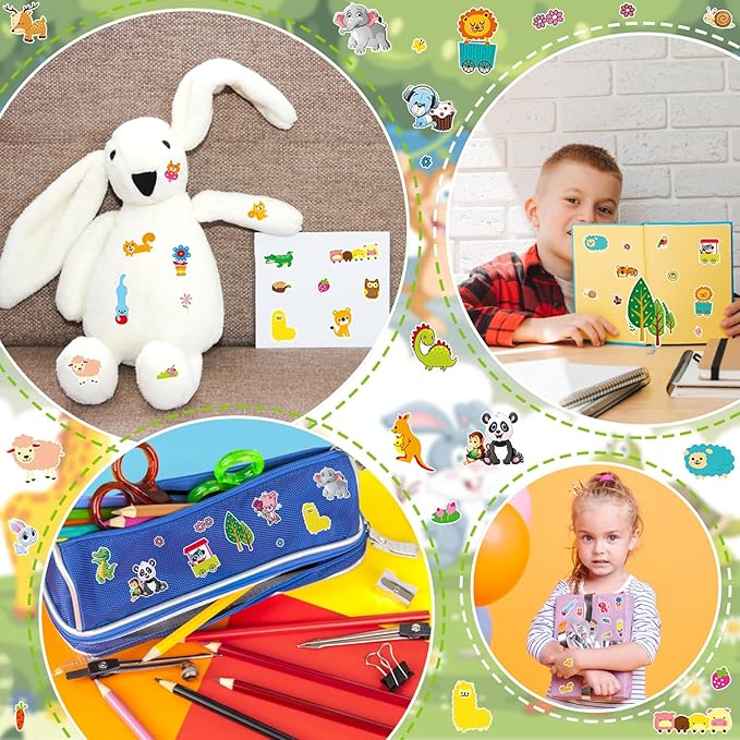 36 Sheets Animal Stickers for Kids - 900+ 3D Puffy Stickers Jungle & Farm Theme | Lion, Panda, Elephant, Giraffe | Reusable, Waterproof | Crafts, Scrapbooking, Party Favors